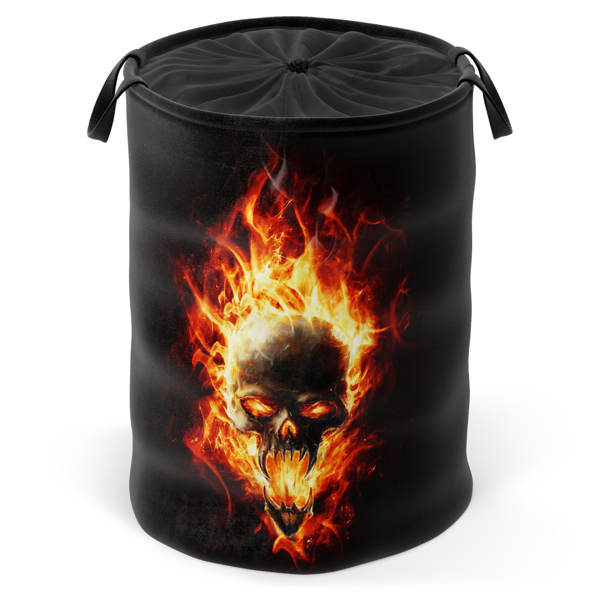 WÄSCHEKORB Totenkopf in Flammen - Braun, Textil (37/55/55cm) - Sanilo
