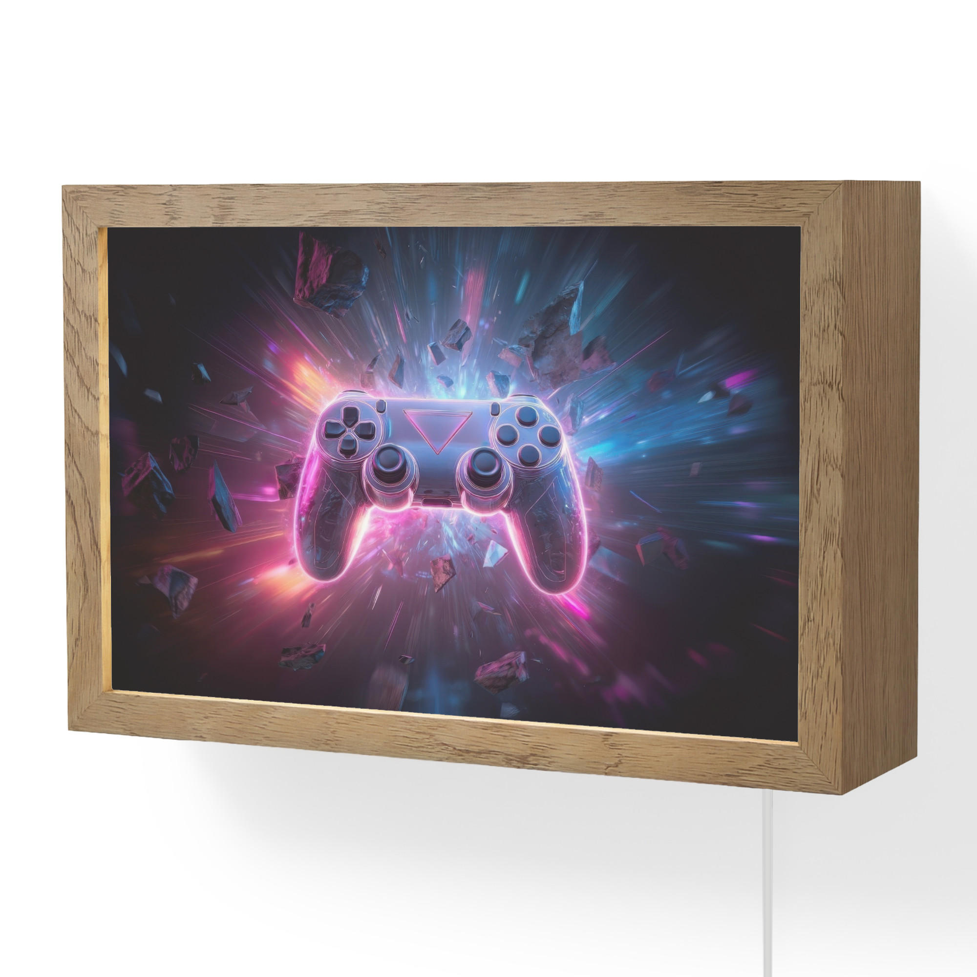 WANDLEUCHTE Controller - Neon - Explosion - Abstrakt 30x20 cm - Violett, Holzwerkstoff (30/20/8cm)