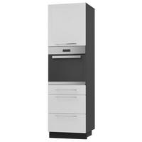 BACKOFEN-HOCHSCHRANK Kvantum D14/RU/3M Weiß Matt / Schwarz Matt 60 / 59 / 207cm - Schwarz/Weiß, Holz/Holzwerkstoff (60/207/59cm) - Feldmann-Wohnen