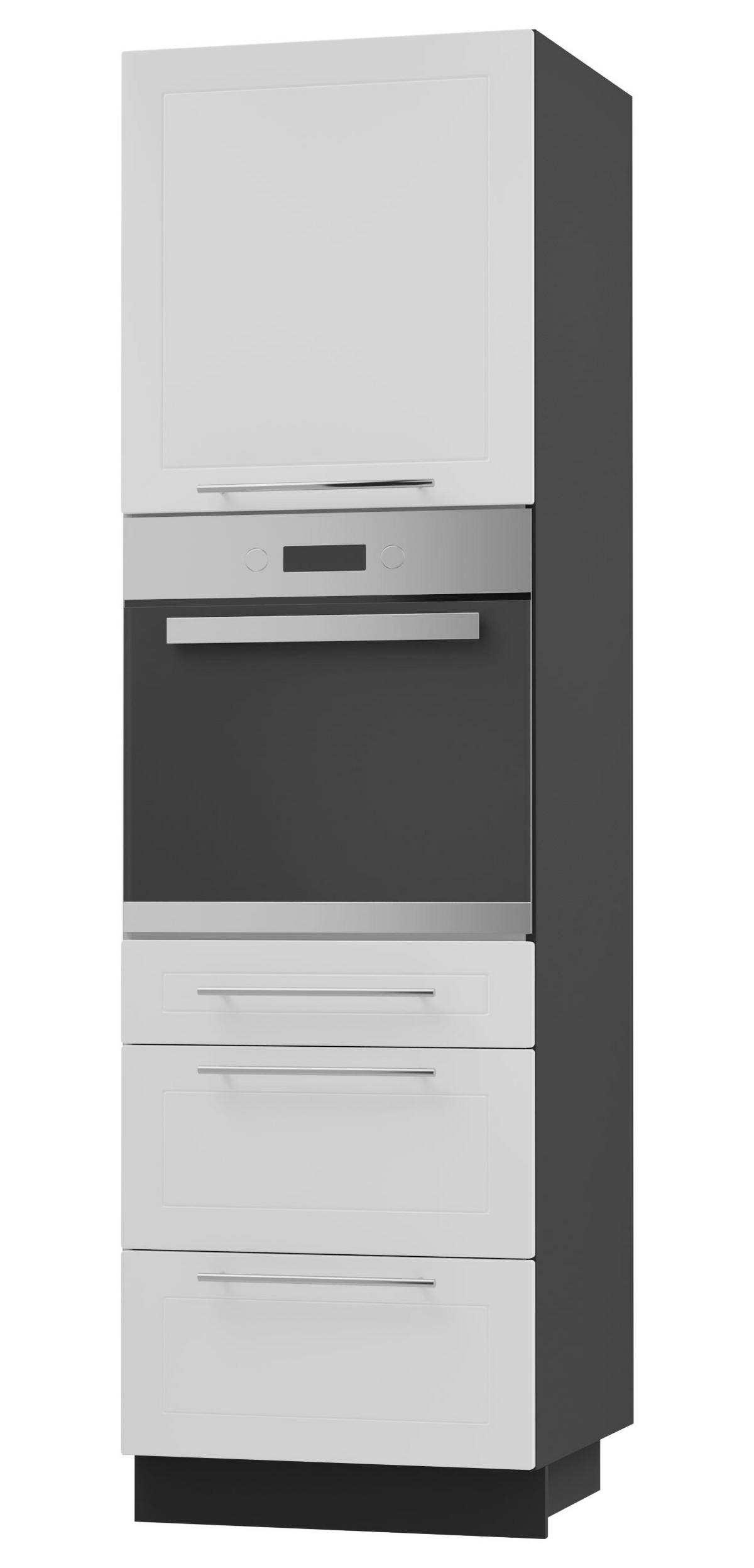 BACKOFEN-HOCHSCHRANK Kvantum D14/RU/3M Weiß Matt / Schwarz Matt 60 / 59 / 207cm - Schwarz/Weiß, Holz/Holzwerkstoff (60/207/59cm) - Feldmann-Wohnen
