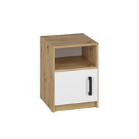 NACHTKONSOLE Fini Artisan Eiche / weiß 40 / 42 / 55cm - Weiß/Braun, Holz/Holzwerkstoff (40/55/42cm) - Feldmann-Wohnen