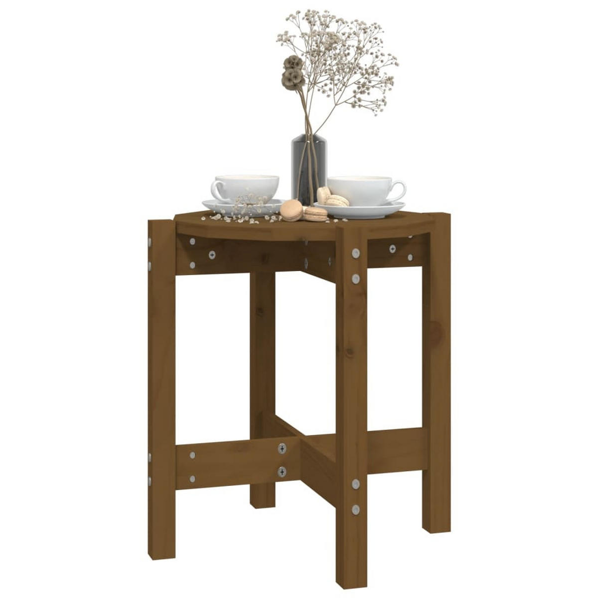 COUCHTISCH Honigbraun Ø 42,5x45 cm Massivholz Kiefer - Braun, Holz (42.5/42.5/45cm) - furnicato