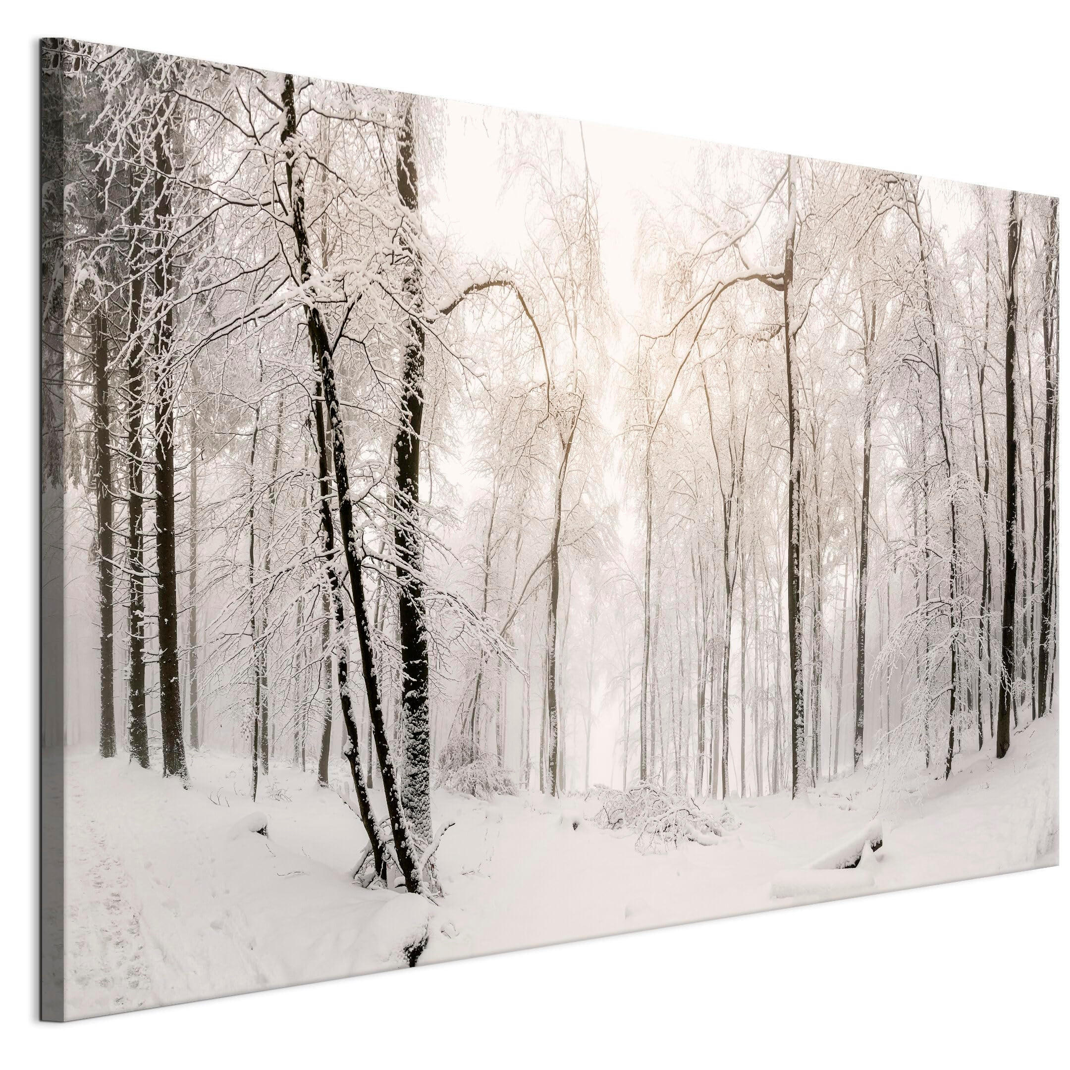 LEINWANDBILD Winter 120x80 cm - Weiß, Holz (120/80cm) - LUMASOUL