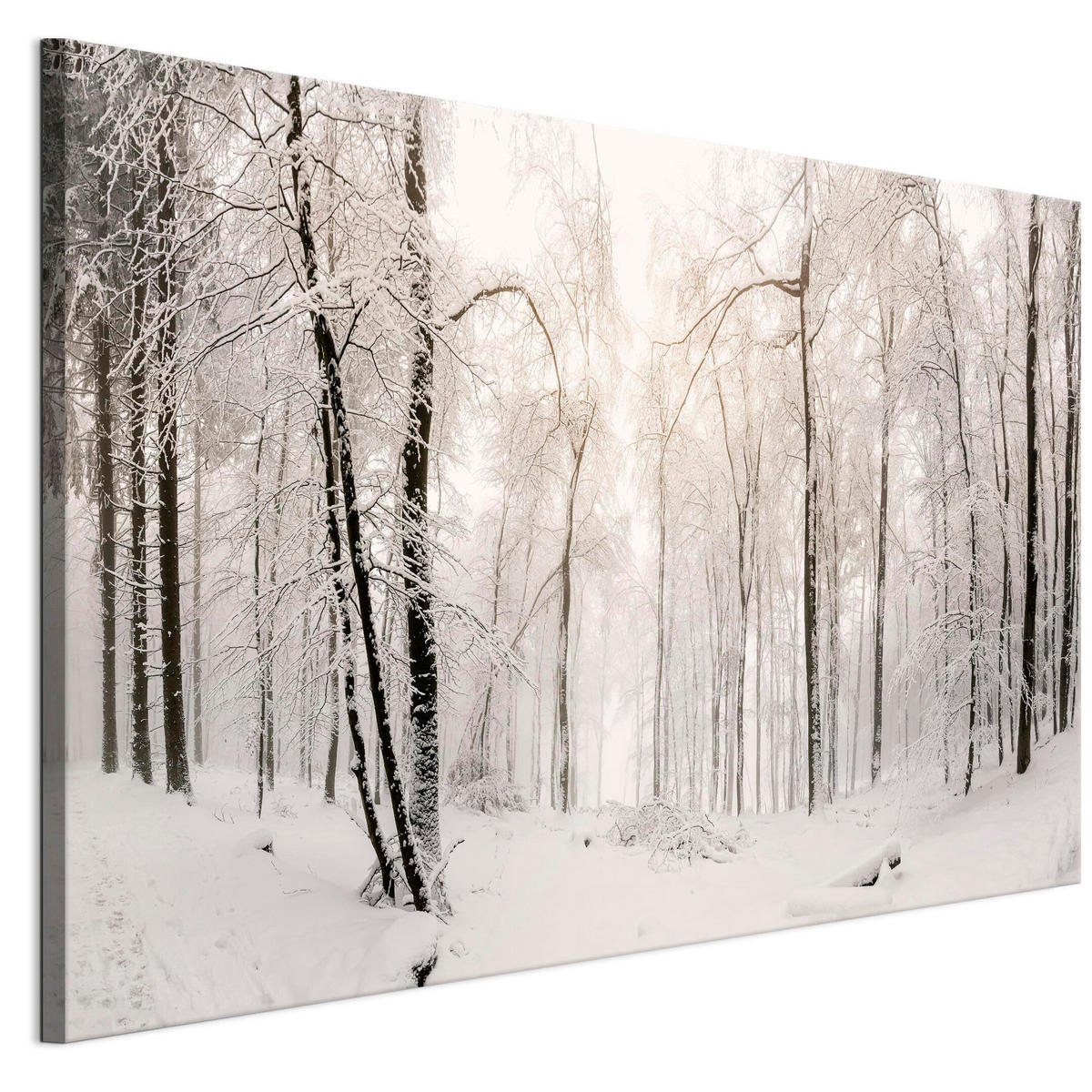 LEINWANDBILD Winter 120x80 cm - Weiß, Holz (120/80cm) - LUMASOUL
