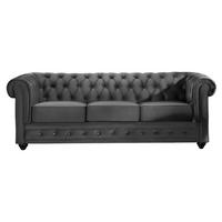 COUCHGARNITUR - 5 Personen - samt - anthrazitgrau Chesterfield - Anthrazit, Holz/Textil (205/72/88cm) - Vente-Unique