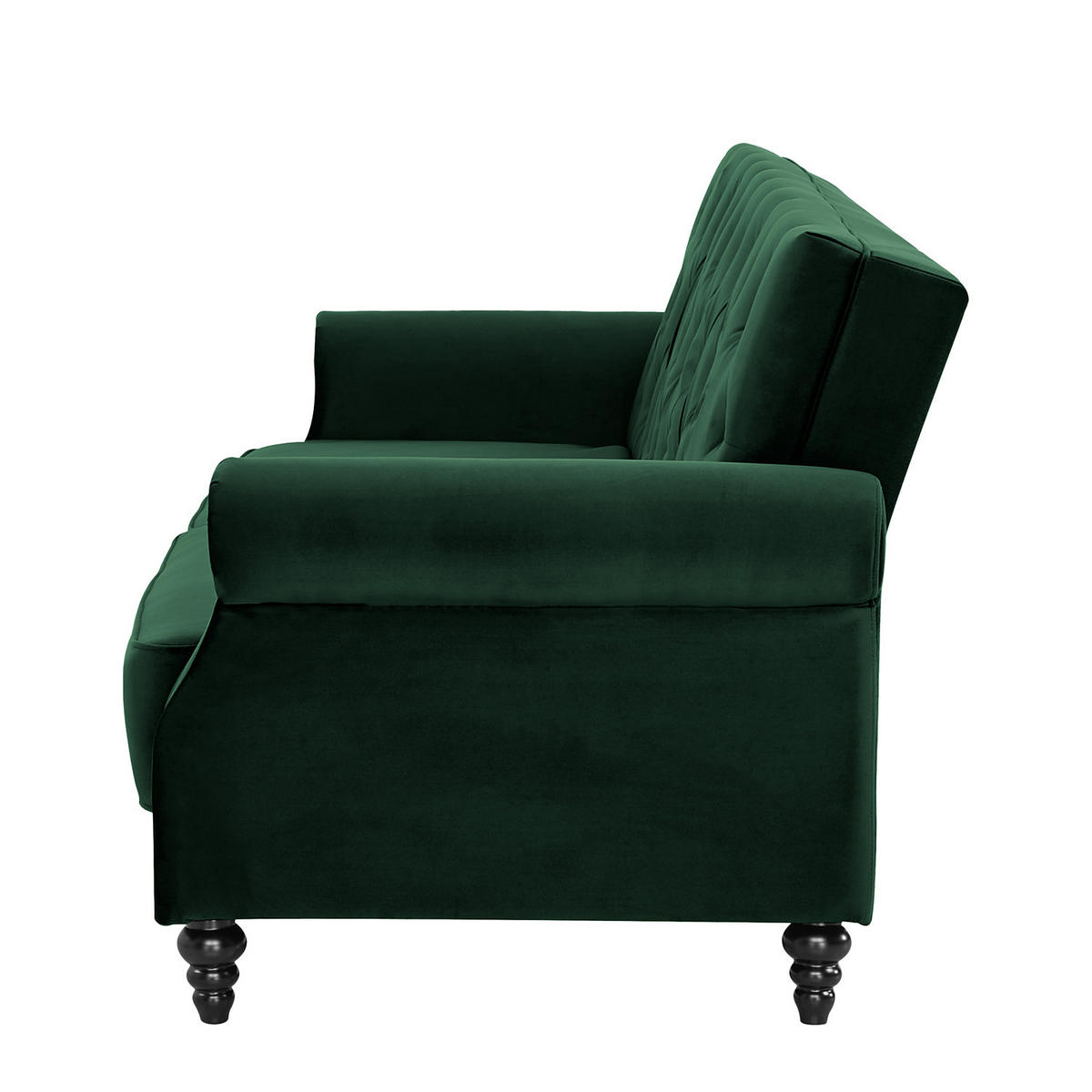 SCHLAFSOFA - Hellbraun/Dunkelgrün, Birkenholz/Textil (220/86/95cm) - home24