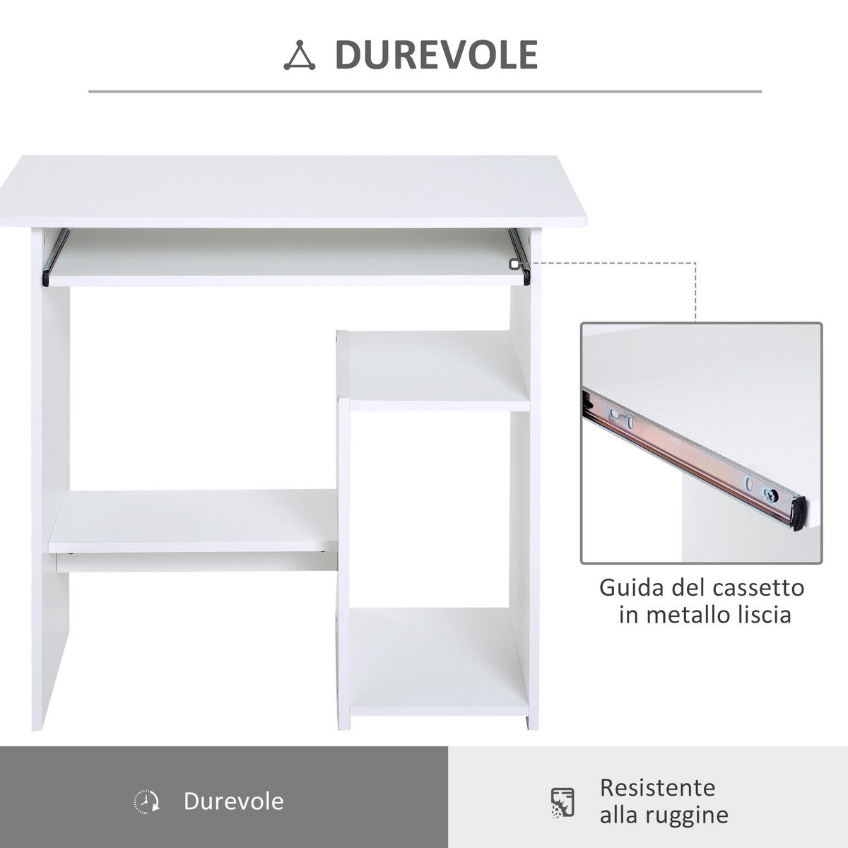 BÜROTISCH Weiß 1 Stück - Weiß, Holzwerkstoff (45/80/75cm) - GiPP