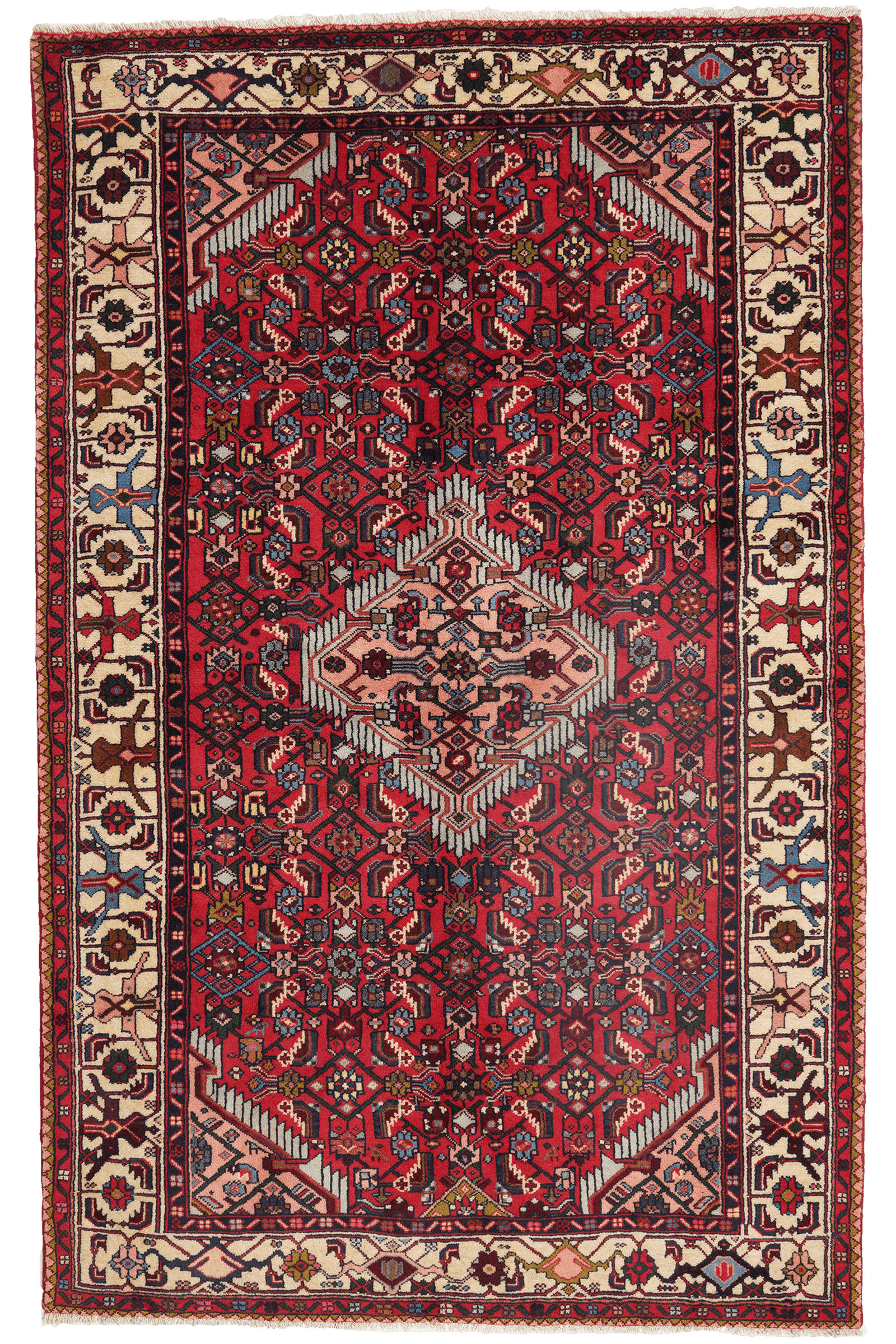 ORIENTTEPPICH handgeknüpft Assadabad Rot 202/128 cm Schurwolle - Rot, Textil (128/202cm) - Looma