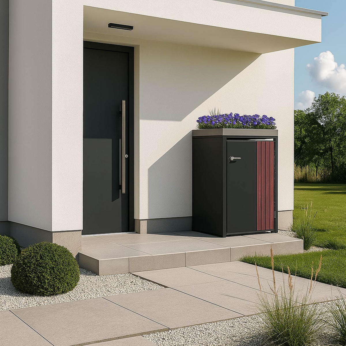 1ER-MÜLLTONNENVERKLEIDUNG Anthrazit, Dunkelbraun - Anthrazit/Dunkelbraun, Metall (68/125/84cm) - MCW