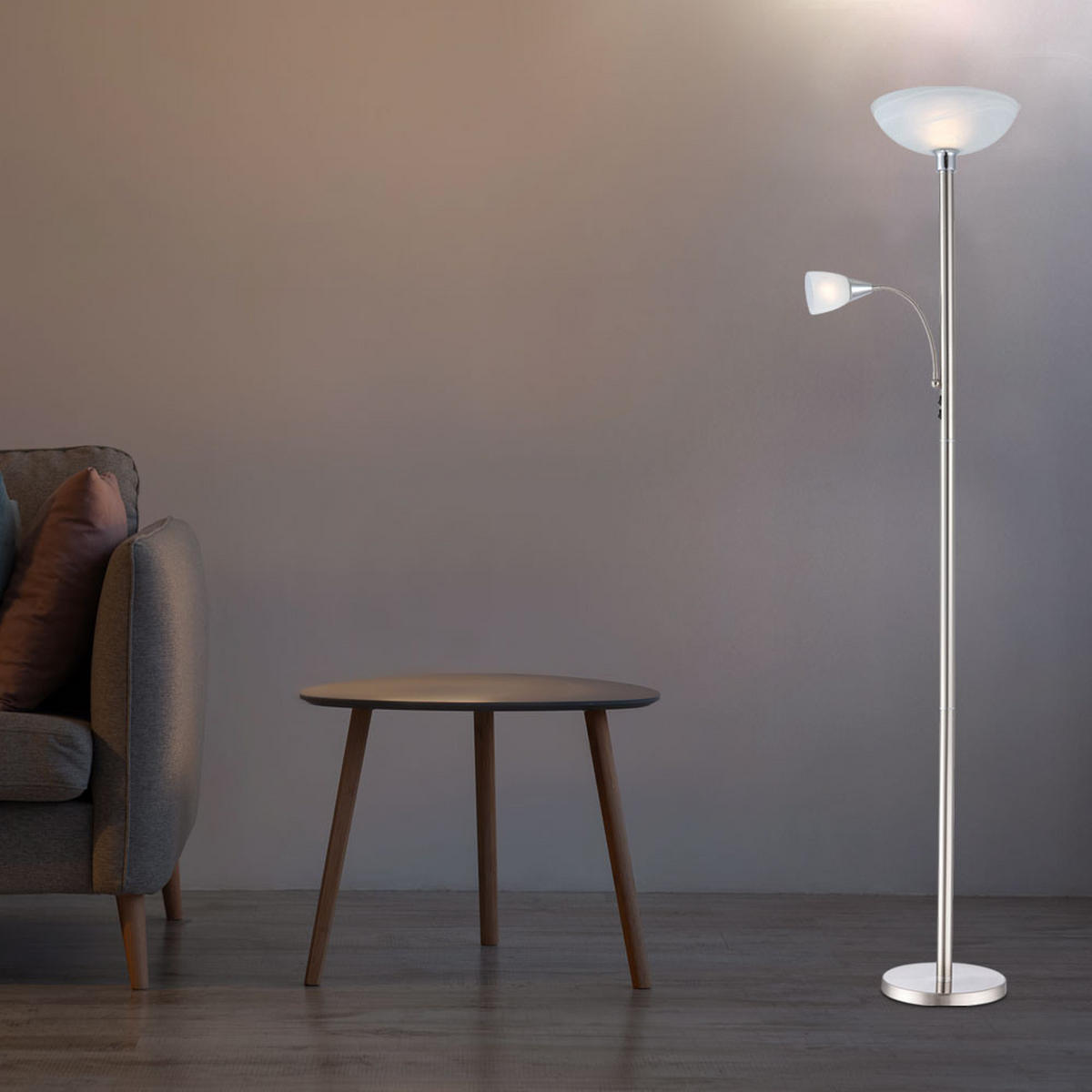 LED STEHLEUCHTE BLADE Silber - Silberfarben, Glas (30/11.2/178cm) - Globo Lighting
