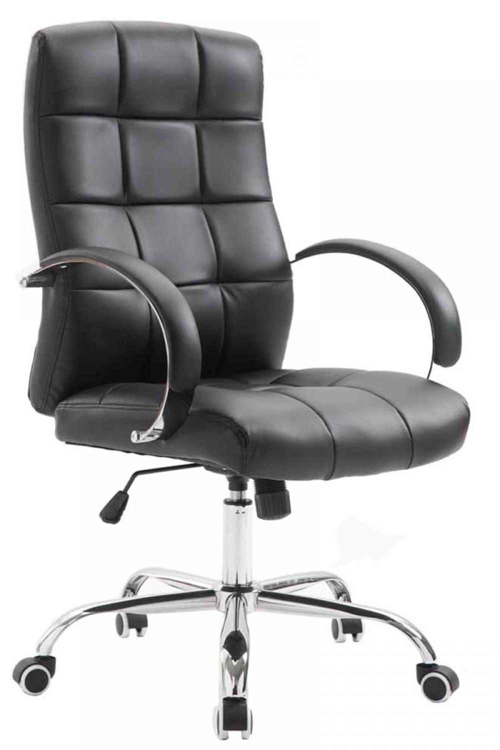 CHEFSESSEL Lederlook schwarz - Chromfarben/Schwarz, Textil/Metall (54/105/51cm) - CLP
