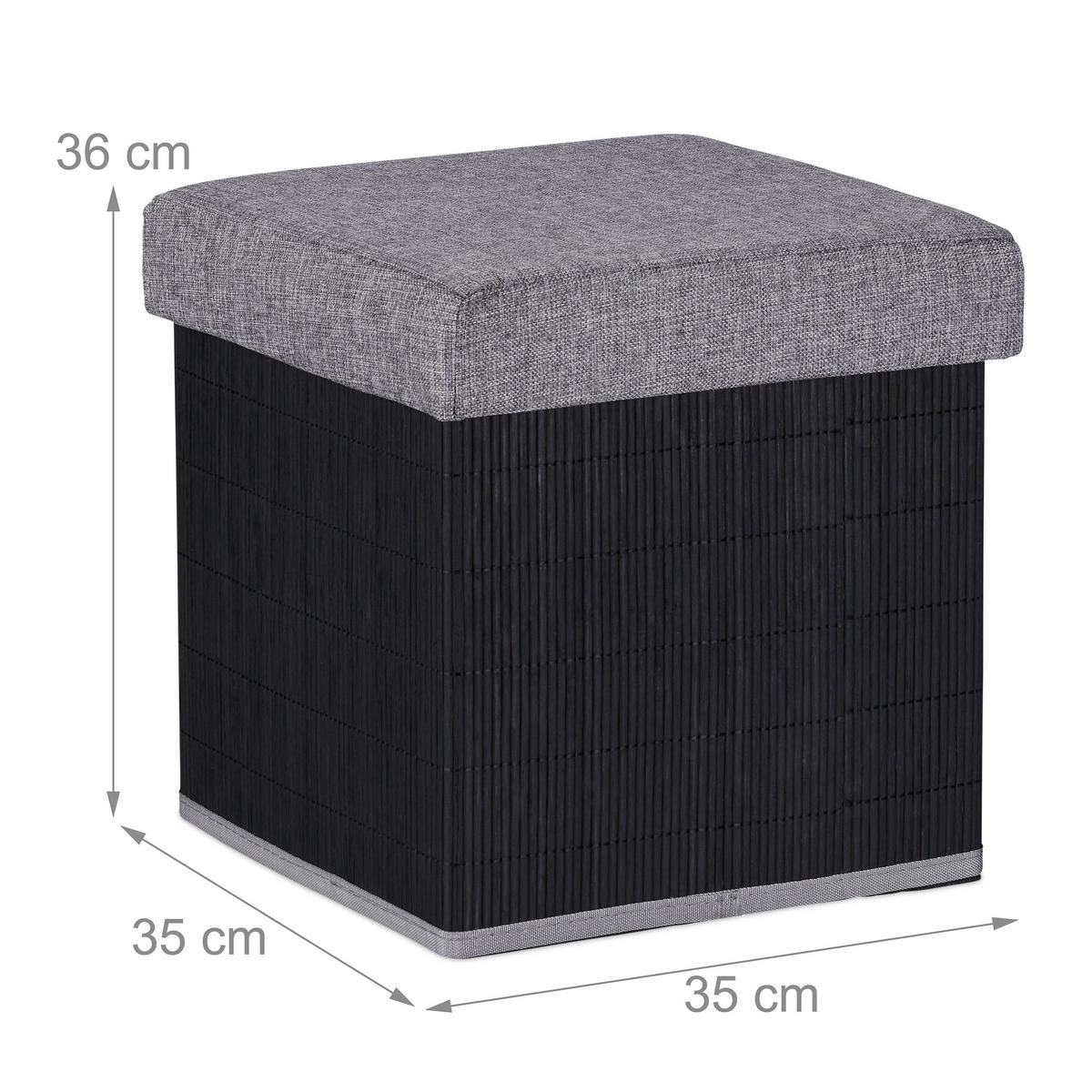 SITZHOCKER - Schwarz, Holz/Holzwerkstoff (35/36/35cm) - Relaxdays