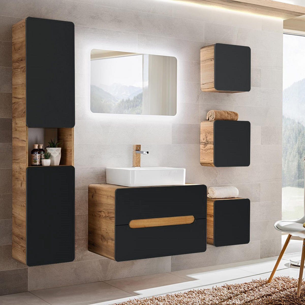 HOCHSCHRANK New-luton - Grau, Holzwerkstoff (35/170/32cm) - Lomado