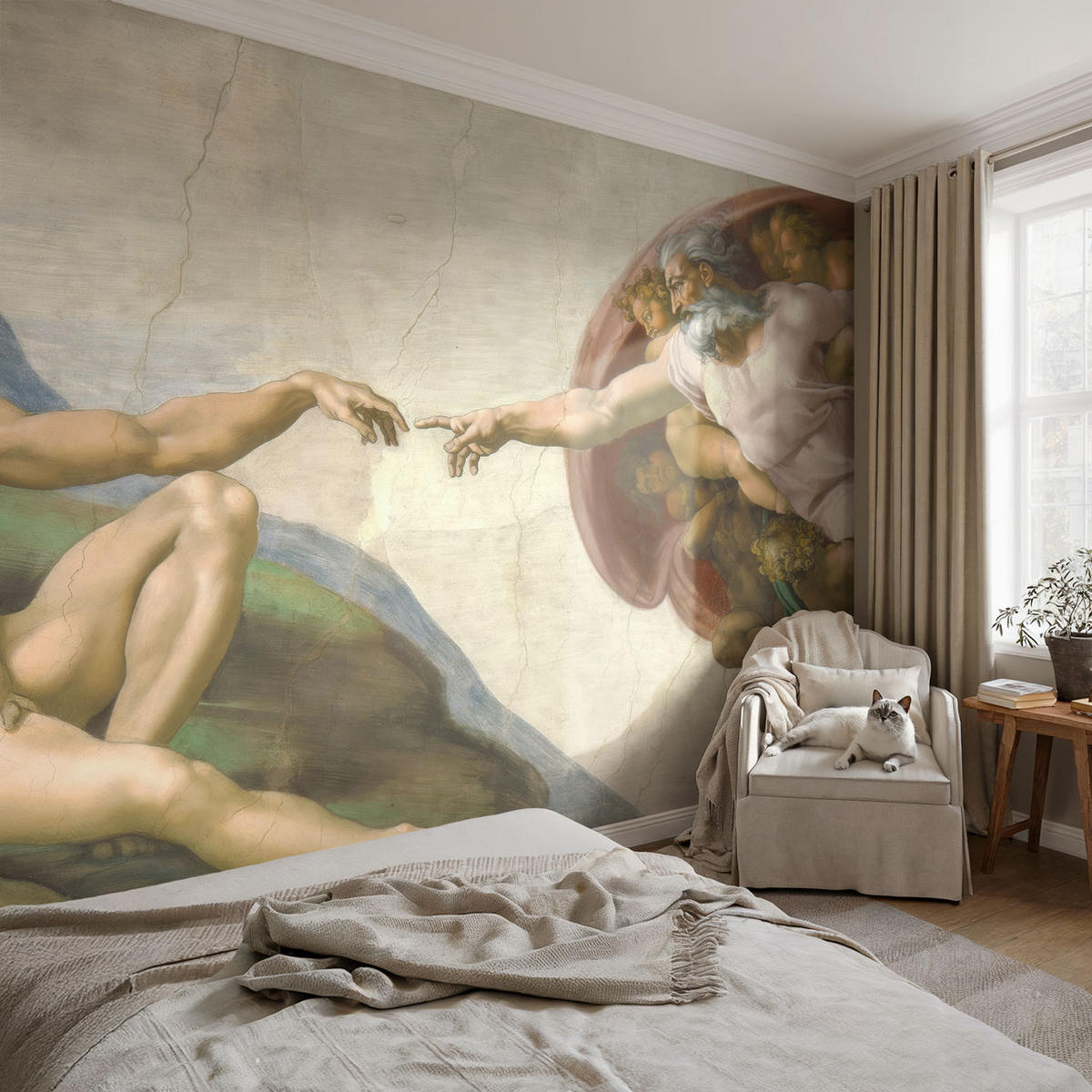 FOTOTAPETE 104x70 cm - Spiritueller Kontakt - Beige, Textil (104/70cm) - Wallfluent