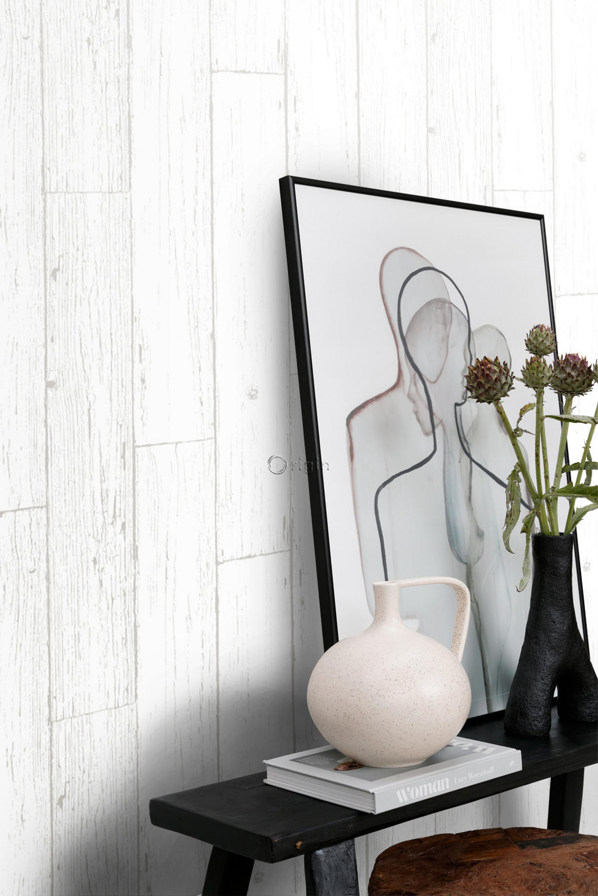 TAPETE Holz-optik 53 cm x 10.05 m - Weiß, Papier (53/1000cm) - Origin Wallcoverings