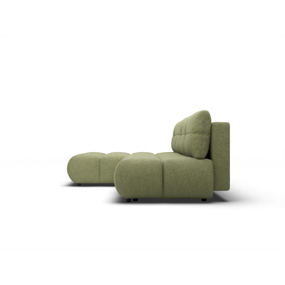 ECKSOFA CORSO L-S Grün Boucle-Stoff mit Schlaffunktion - Grün, Holz (230/177cm) - MASSENO