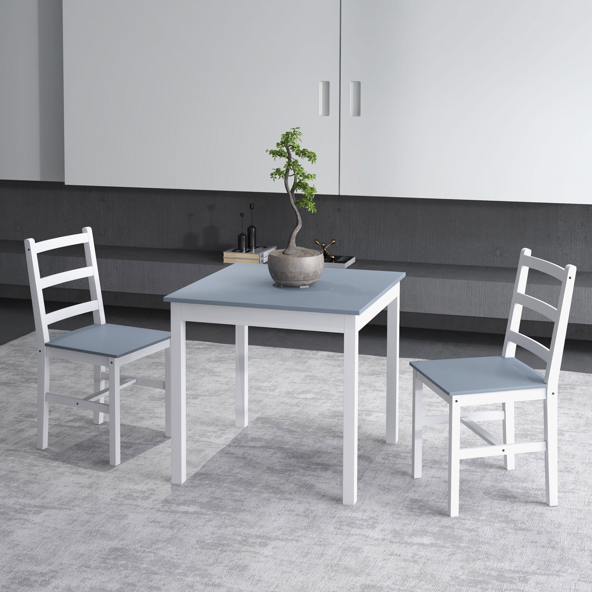 ESSGRUPPE, Kiefernholz, Grau+Weiß - Grau, Holz (75/73/75cm) - HOMCOM