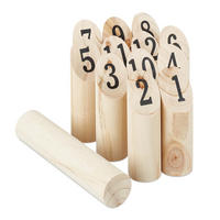 IGRA Prirodna Kubb od borovine 13-dijelna s torbom - svijetlo smeđa, drvo/tekstil (5/5cm) - Relaxdays