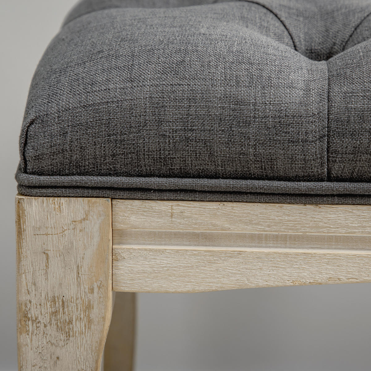 HOCKERBANK DE-12830 Knopfheftung, Leinenbezug Grau - Grau, Holzwerkstoff (101.6/121.92/279.4cm) - ComfortXL