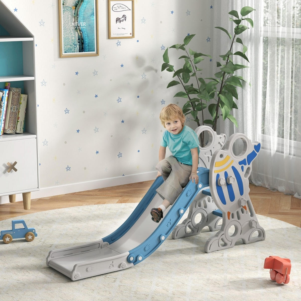 KINDERRUTSCHE für 1,5–3 Jahre Blau 157 x 46,5 x 80 cm - Blau, Kunststoff (46.5/80/157cm) - Korfee