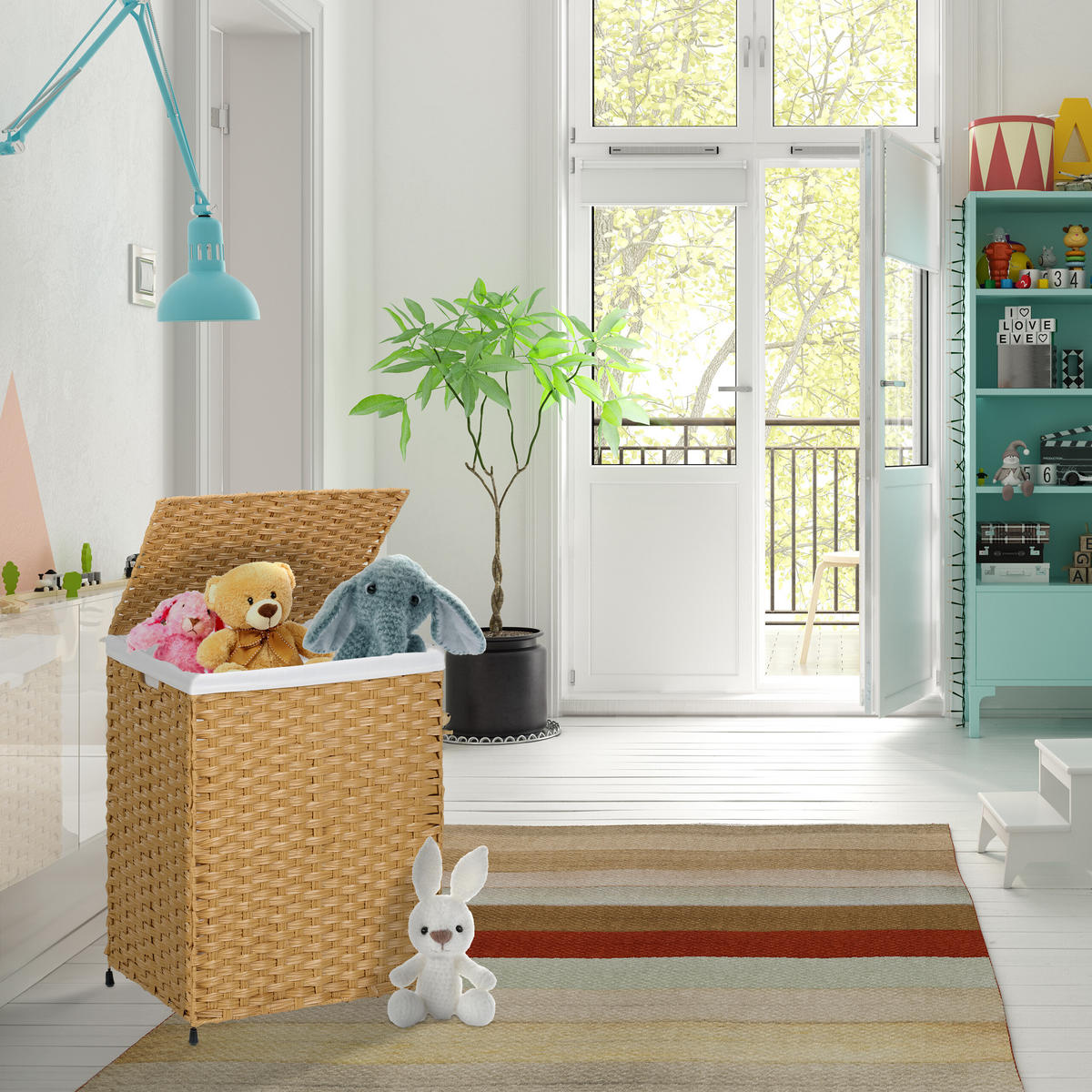 WÄSCHEKORB - Hellbraun, Kunststoff/Textil (46/60/34cm) - Relaxdays