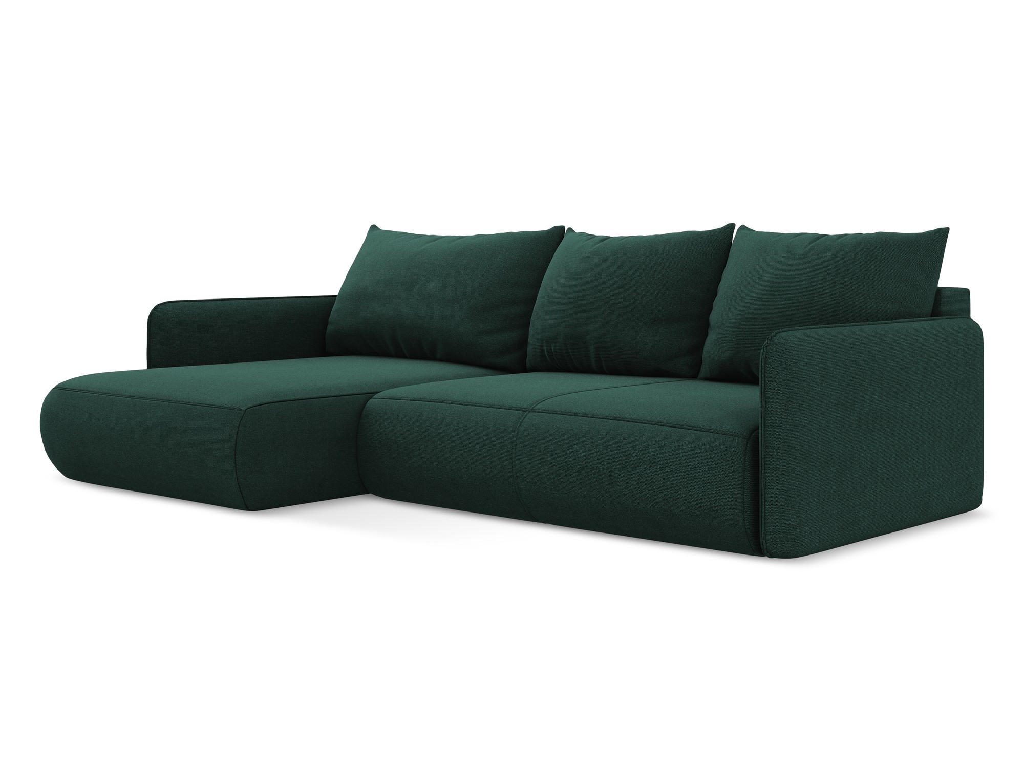 ECKSOFA mit Schlaffunktion Strukturstoff Stoff Grün - Dunkelgrün/Schwarz, Kunststoff/Textil (148/240cm) - Makamii