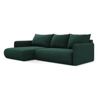 ECKSOFA mit Schlaffunktion Strukturstoff Stoff Grün - Dunkelgrün/Schwarz, Kunststoff/Textil (148/240cm) - Makamii