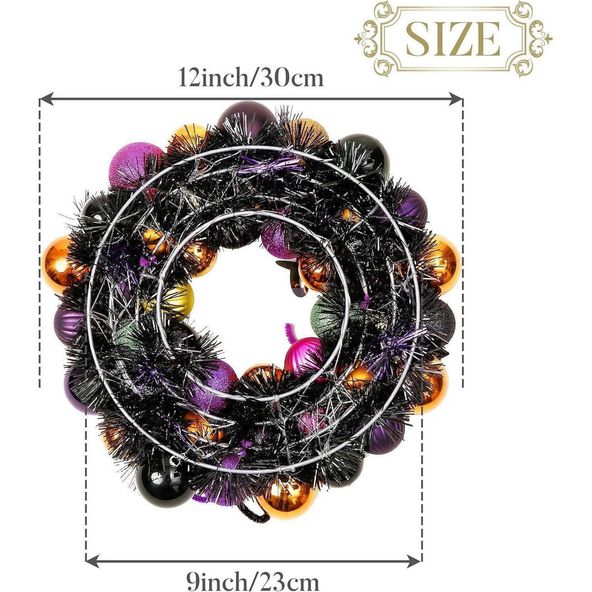 HALLOWEEN Kranz mit LED Licht 30 cm Bunt - Multicolor, Kunststoff (9cm)