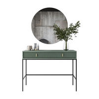 FRISIERTISCH MIDNIGHT auf Gestell mit Spiegel und LED-Beleuchtung grün - Schwarz/Grün, Holzwerkstoff (104/77/50cm) - Lookway