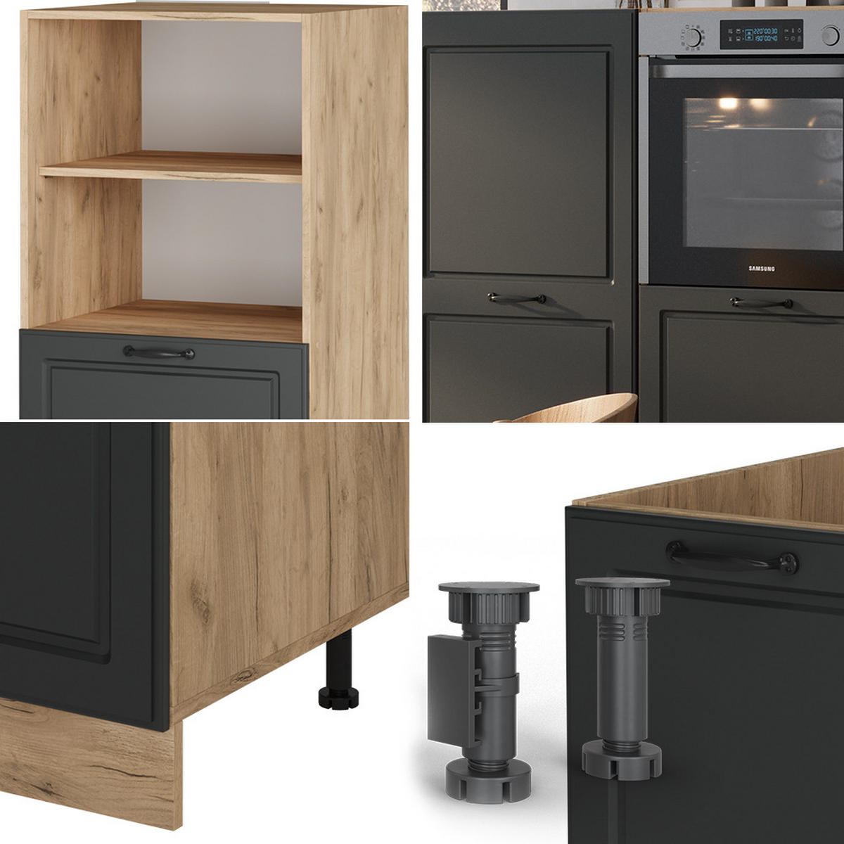 Honigeiche/Anthrazit, Holzwerkstoff (180/81.6/46cm) - Vicco