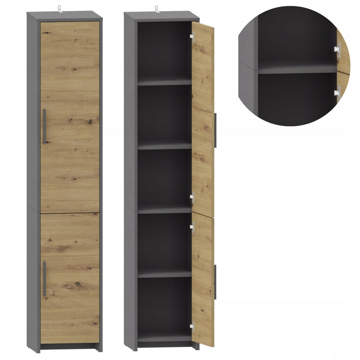 BÜCHERREGAL ALTIVO REG 36 2D Anthrazit Grau-Artisan Eiche 36/35,9/183,5 cm - Anthrazit/Eiche Artisan, Holzwerkstoff (36/183.5/35.9cm) - Matkam Möbel
