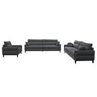 SITZGARNITUR Belweder, zwei Sofas+Sessel, Dunkelgrau, Velours - Wengefarben/Dunkelgrau, Holz/Textil (268/95/94cm) - Beautysofa