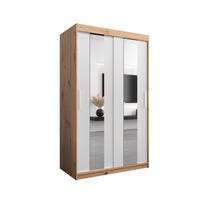 SCHWEBETÜRENSCHRANK 200/120/62 2-türig - Silberfarben/Weiß, Holz/Kunststoff (120/200/62cm) - Abiks Möbel