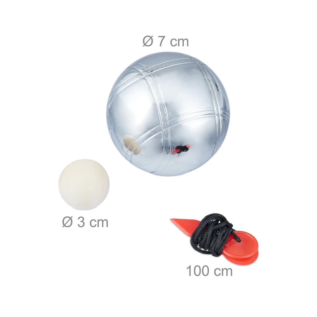 BOULE Set - Multicolor, Textil/Metall (22.5/7cm) - Relaxdays