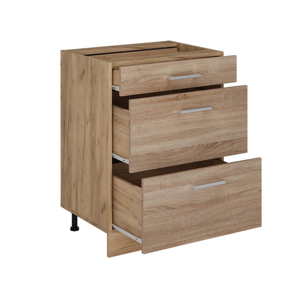KÜCHENUNTERSCHRANK R-Line Sonoma 60 cm mit Schubladen, AP Eiche - Honigeiche/Eiche Wotan, Holzwerkstoff (60/81.6/60cm) - Vicco