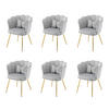 STUHL SET 6-TEILIG Samt Polster Blütenblatt-Rücken Goldfüße & Kissen Grau - Grau, Holz (62/43/54cm) - FLIEKS