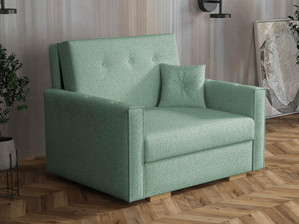 SCHLAFSOFA Viva Sonic I - Türkis/Schwarz, Holz/Textil (103/85/100cm) - MIRJAN24