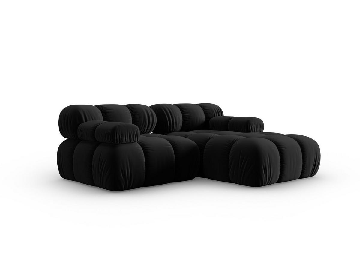 MODULARES-ECKSOFA rechts Bellis aus Samt schwarz 3 Sitzplätze - Schwarz, Textil (157/191cm) - Micadoni