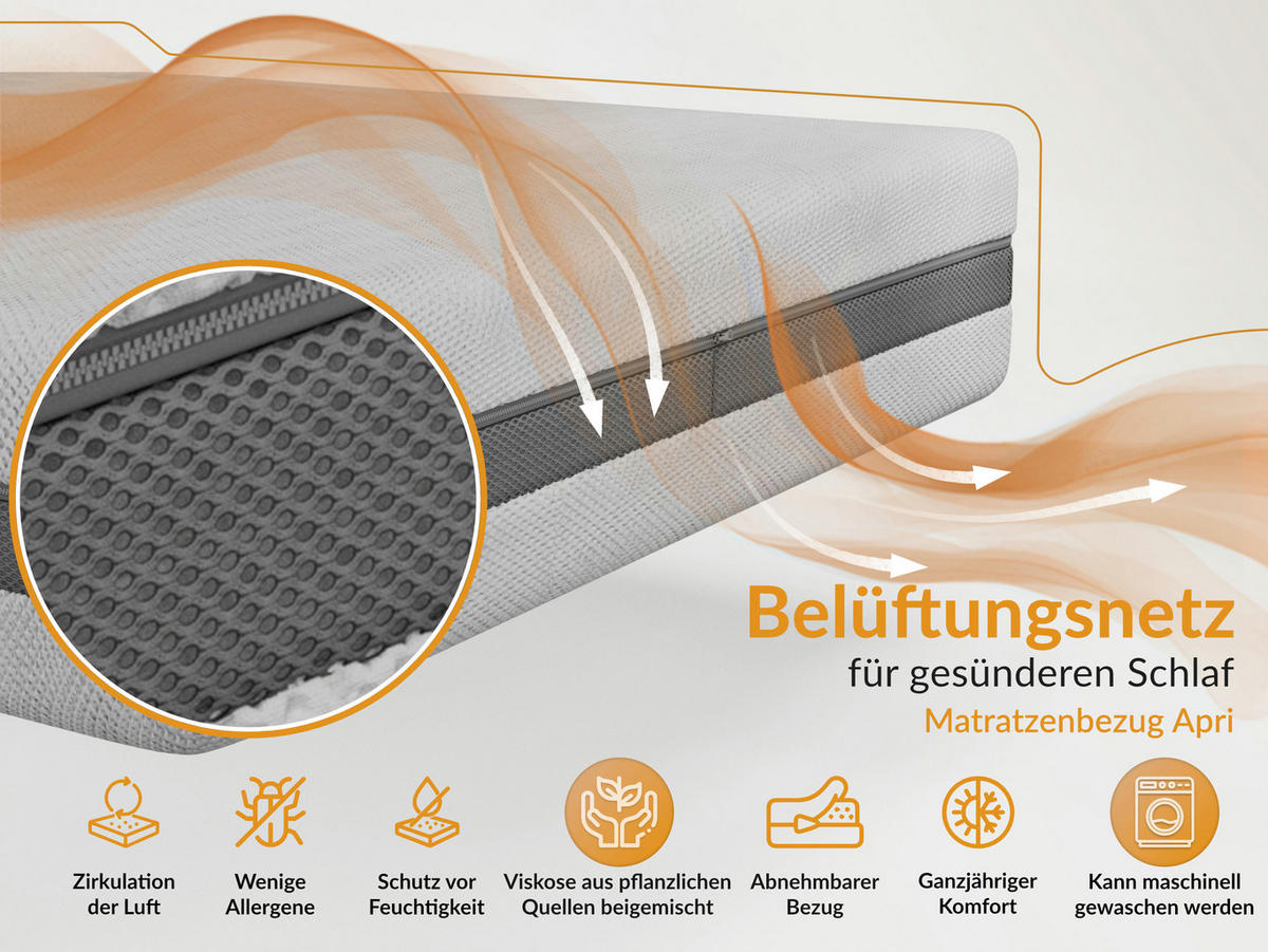TASCHENMATRATZE RINALI - 180/200 - H3 - Apri - Hellgrau, Textil (180/200cm) - MKS
