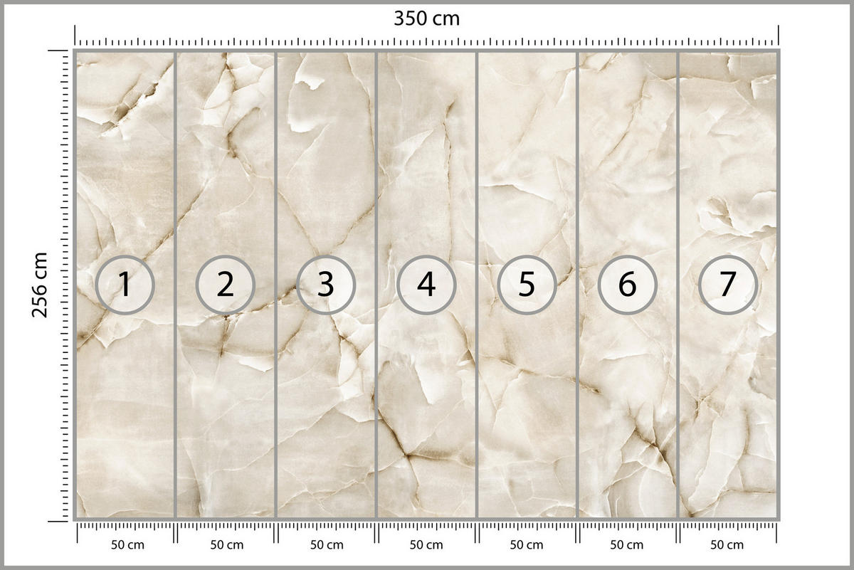 FOTOTAPETE für Wohnzimmer Beige Marmor Muster Stein 350x256 - Beige, Papier (350/256cm) - Muralo