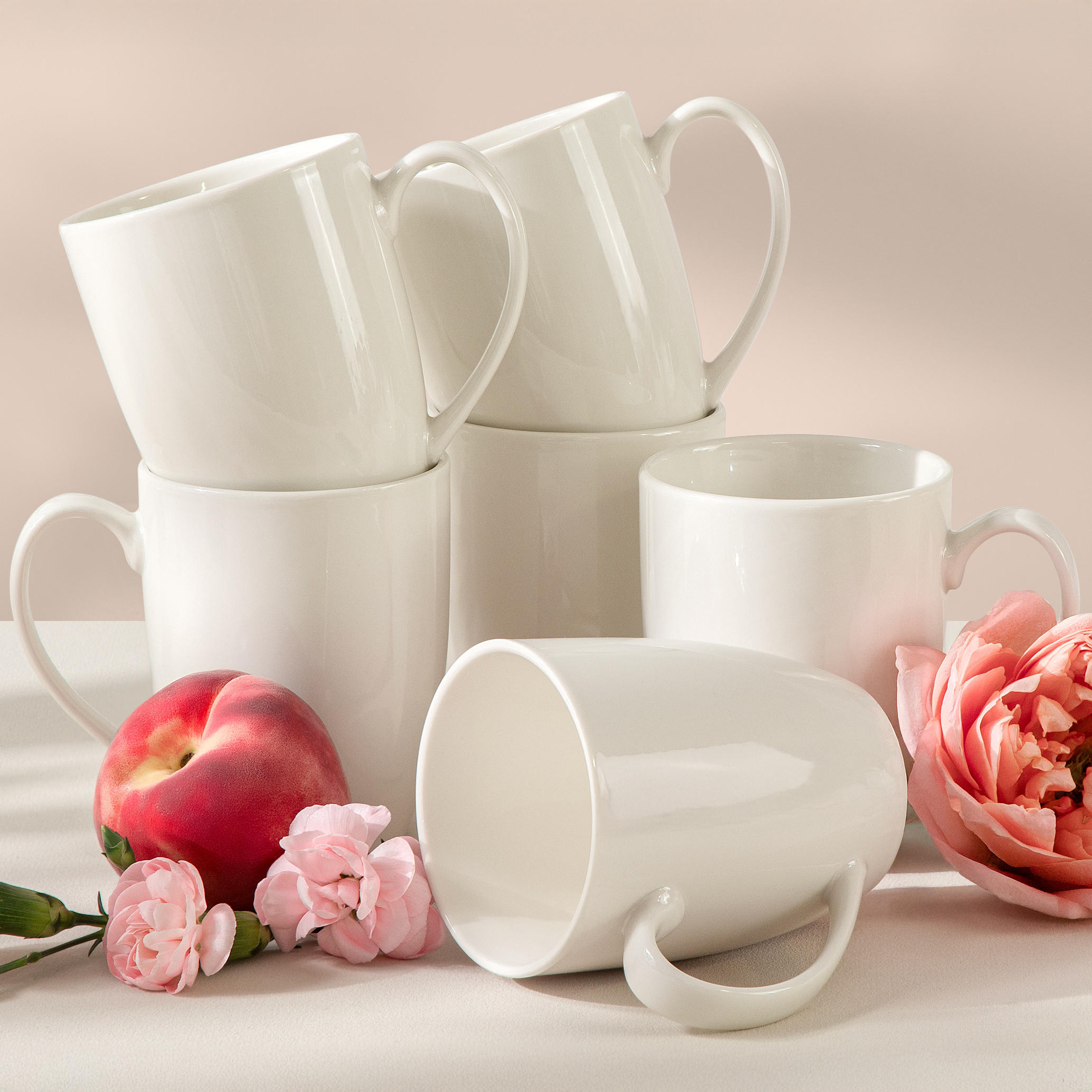 TASSEN-SET BECHER-SET AD BELLA 6-tlg,Porzellan, ecru - Ecru, Keramik (0.4L) - KONSIMO®