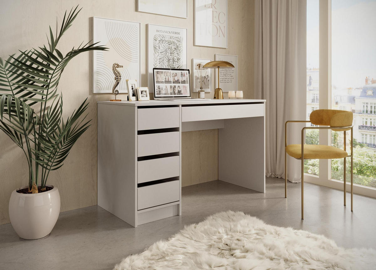 SCHREIBTISCH Megan, Kaschmir, Mit Schubladen - Kaschmir/Beige, Holzwerkstoff (55/120/75cm) - Bettso