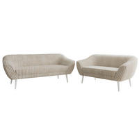 SEDACÍ SOUPRAVA 3+2 PIRS - Béžová Manšestr - Bílé nohy - bílá/krémová, kompozitní dřevo/textil (180/75/74cm) - MKS