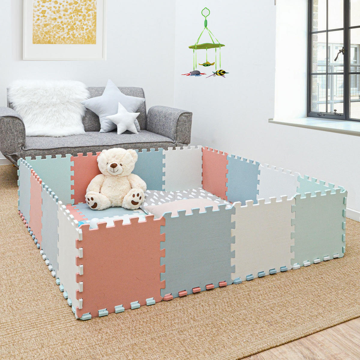 SPIELMATTE ab Null - 90 cm Baby Puzzlematte Weiß - Weiß, Kunststoff (30/30cm) - Littletom