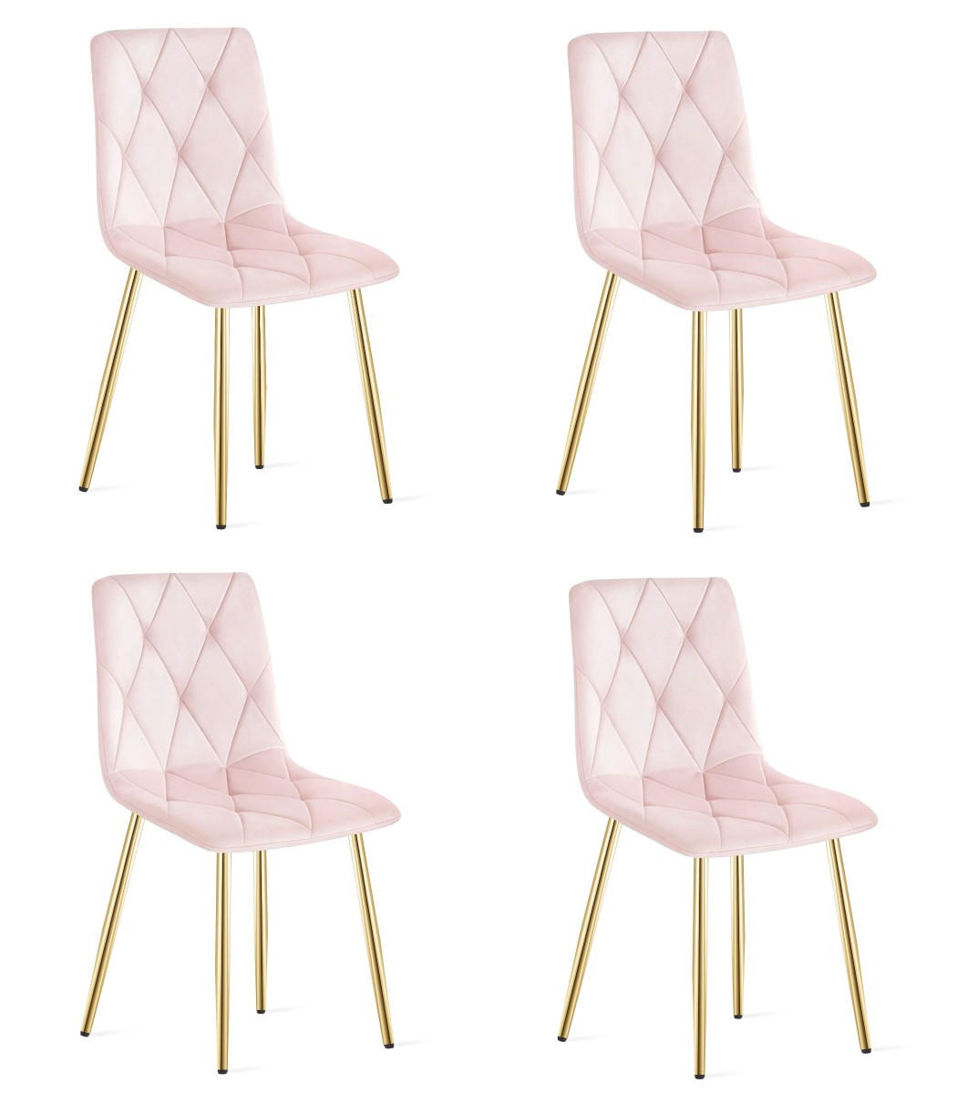 ESSZIMMERSTUHL 4-er Set TYRA hellrosa Sitz, Beine in Holzfarbe - Hellrosa/Eichefarben, Textil (44.5/87/54.5cm) - Valora