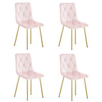 ESSZIMMERSTUHL 4-er Set TYRA hellrosa Sitz, Beine in Holzfarbe - Hellrosa/Eichefarben, Textil (44.5/87/54.5cm) - Valora