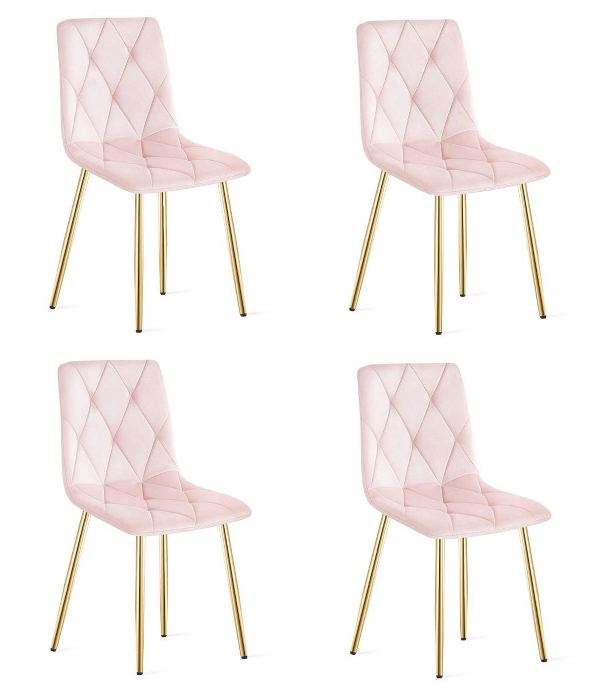 ESSZIMMERSTUHL 4-er Set TYRA hellrosa Sitz, Beine in Holzfarbe - Hellrosa/Eichefarben, Textil (44.5/87/54.5cm) - Valora