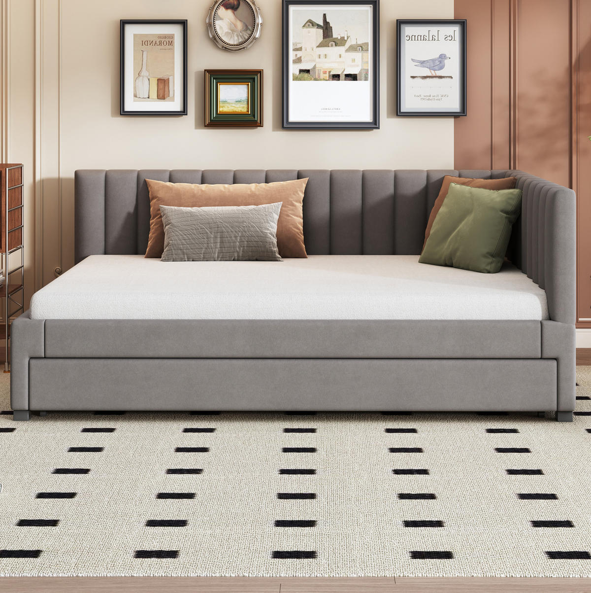 SCHLAFSOFA mit Ausziehbett und Lattenrost 140x200 cm Samt Grau - Grau, Holzwerkstoff (140/200cm) - Beauniv