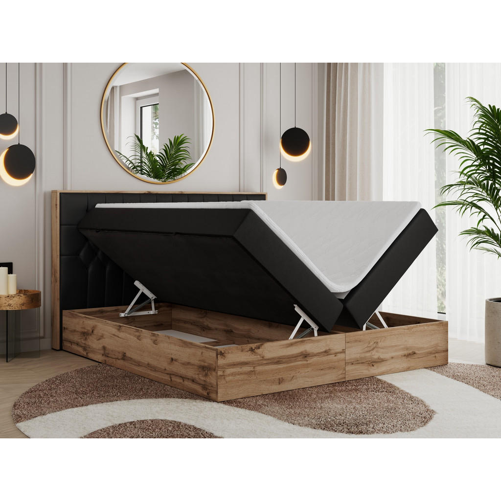 Thumbnail - MKS Boxbett, Schwarz, Textil, 2-Sitzer, H4, Rechteckig, 180x200 cm, Schlafzimmer, Betten, Boxspringbetten