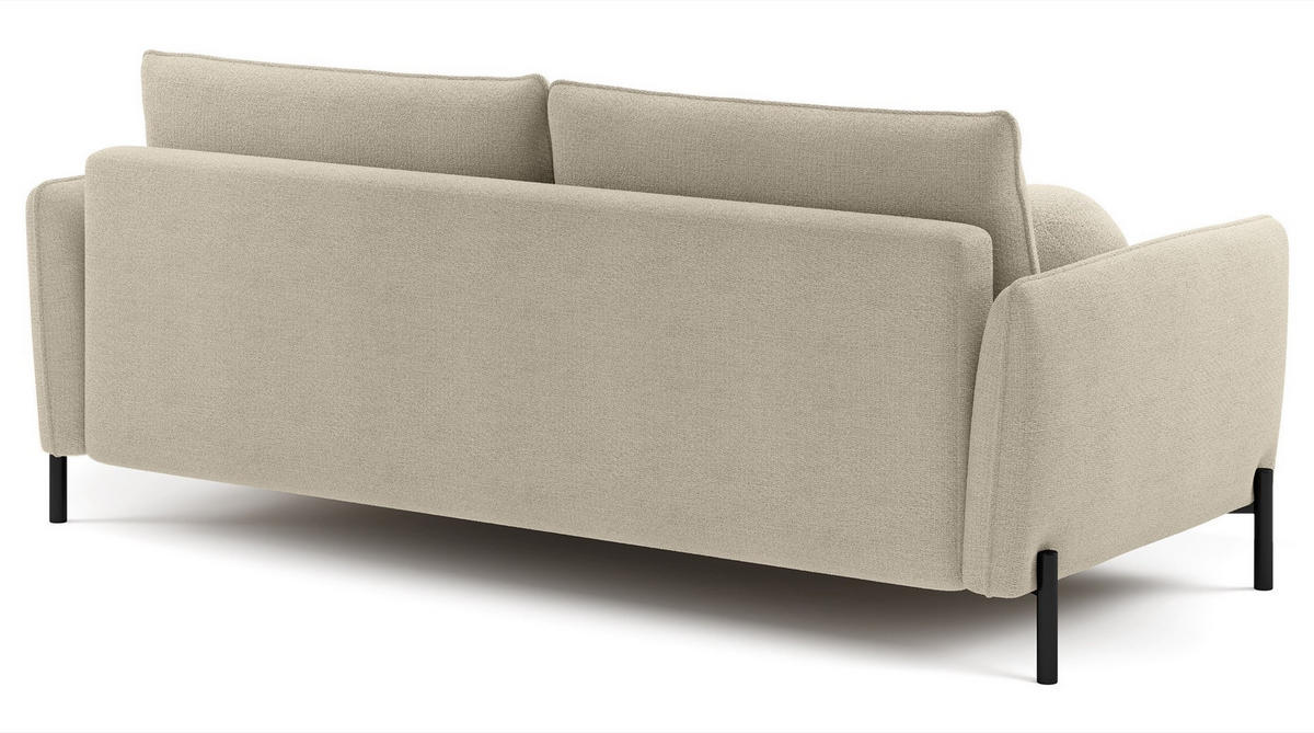 SOFA Veruco Hellbeige mit Schlaffunktion - Ecru/Schwarz, Textil/Metall (234/90/100cm) - Selsey